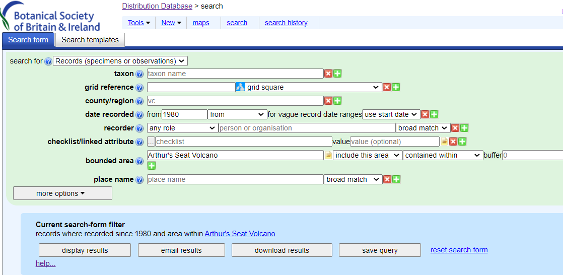 BSBI database search form